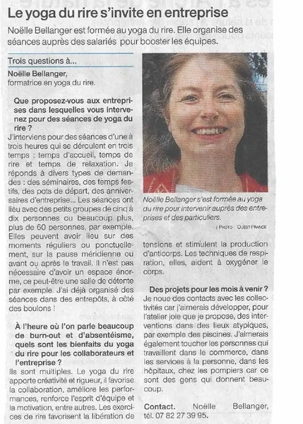 Le Yoga en entreprise : Ouest France du 3 Mars 2025
